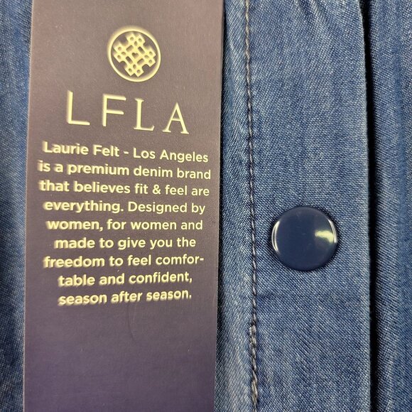 Laurie Felt XS Denim Shirt Dress Snap-button Closure Belted Pockets - Picture 11 of 11